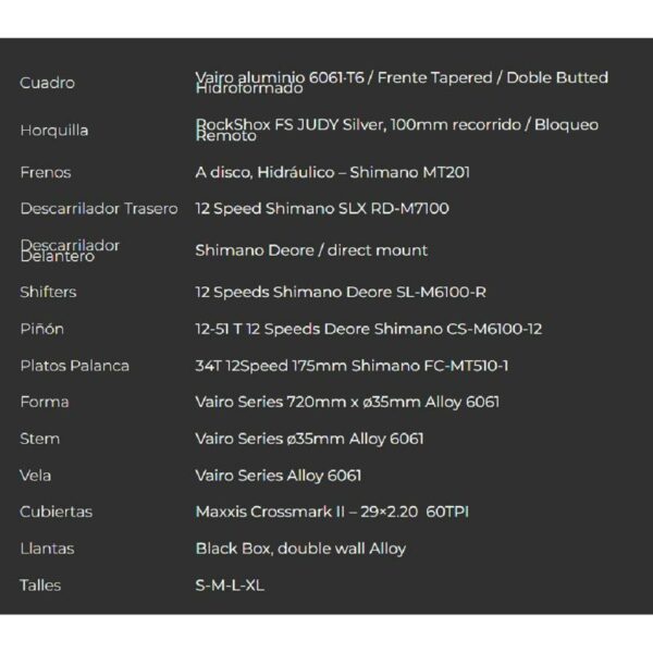 BICICLETA VAIRO ROD-29 XR 8.5