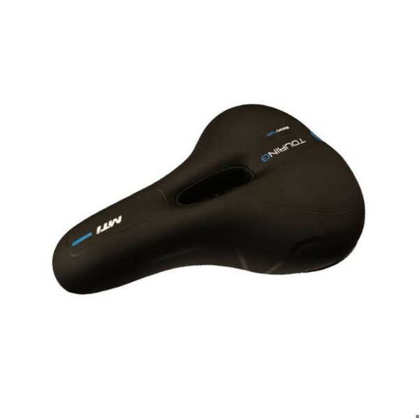 ASIENTO MTI TOURING MEMORY FOAM NEGRO-AZUL 255X188MM