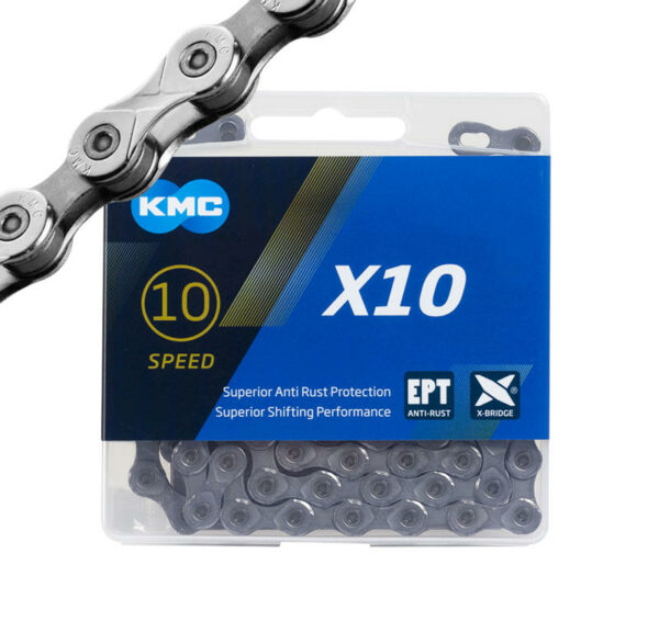 CADENA KMC X10 SILVER BLACK 116 ESLABONES
